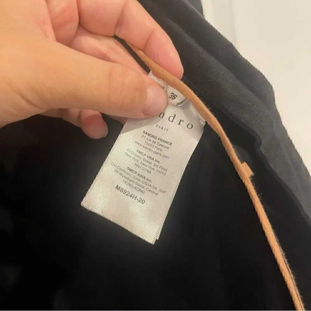 SANDRO Paris Malena Cotton Black Trench Coat - Picture 7 of 12